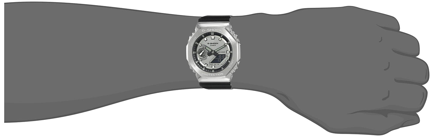 カシオ G-Shock アナログ デジタル ワールドタイムウォッチ, ブラック/シルバー, Standart, ハンガー。