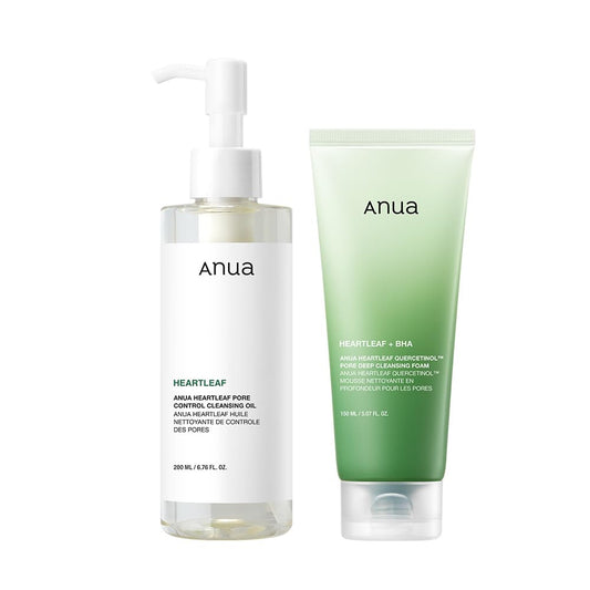 ANUA(アヌア)ドクダミポアコントロールクレンジングオイル200ml+ドクダミポアディープクレンジングフォーム150ml 2STEPセット(クレンジングオイル＋洗顔) 毛穴 角質 皮脂 黒ずみケア メイク落とし ゆらぎ肌 混合肌 heartleaf cleansing oil+heartleaf foam スキンケア【公式