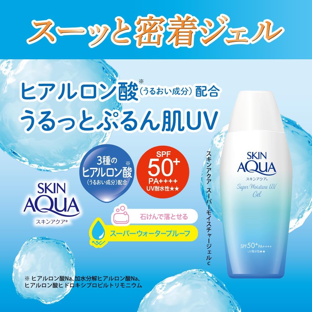 スキンアクア(SKIN AQUA) スーパーモイスチャーUVジェル 日焼け止め 110g (ヒアルロン酸配合UV、スーッと密着ジェル、SPF50+ PA++++)