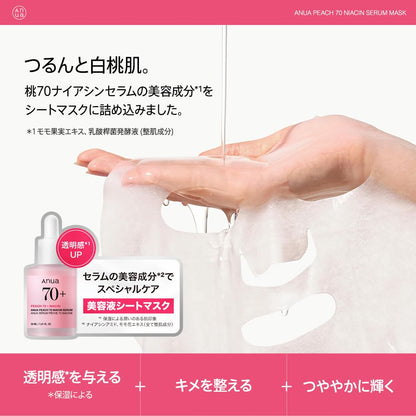 ANUA(アヌア)桃70ナイアシンマスクパック(7枚入り) 水光肌 うるツヤ肌 水分保湿 角質毛穴ケア 乾燥肌 混合肌 peach niacin mask デイリー パック フェイスパック フェイスマスク 桃パック スキンケア【公式・正規品】