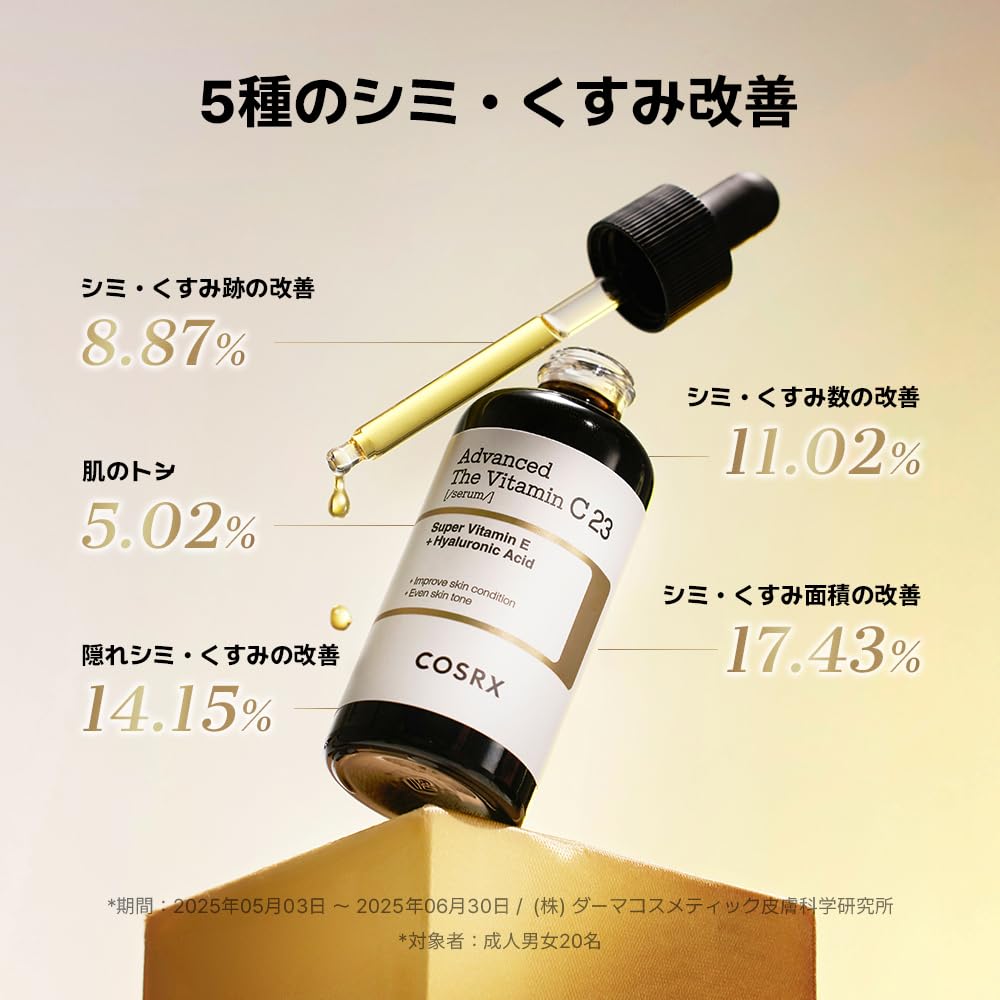 [ニオイZERO/リニューアル] COSRX ビタミンC23美容液2世代 20g 高濃度 NEW 生ビタミンC 毛穴 ツヤ シワ ピュアビタミン ナイアシンアミド ビタミンE ヒアルロン酸 ハリ セラム 美容液 ローション 純粋ビタミンC 敏感肌 人体適用テスト済み コスアールエックス エッセンス ス