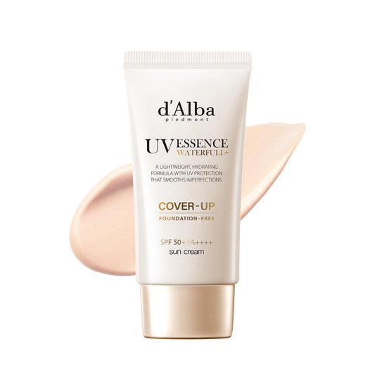 [d'Alba公式] トーンアップ UVエッセンス サンクリーム SPF50+ PA++++(Cover-up) 50ml - 化粧下地 日焼け止め 美容液 ウォータープルーフ イージーウォッシャブル ファンデフリー 紫外線 敏感肌 乾燥肌 低刺激 顔 全身用 ヴィーガン カバーアップ Waterfull Tone-Up Sun Crea