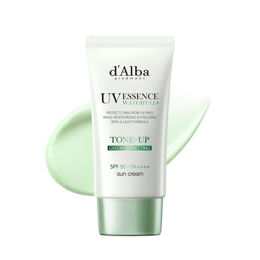 [d'Alba公式] トーンアップ UVエッセンス サンクリーム - SPF50+/PA++++ 化粧下地 日焼け止め 美容液 汗と水に強い ウォータープルーフ イージーウォッシャブル 一度に落とせる ファンデフリー 紫外線 敏感肌 乾燥肌 低刺激 顔 全身用 ヴィーガン (グリーン 50ml)