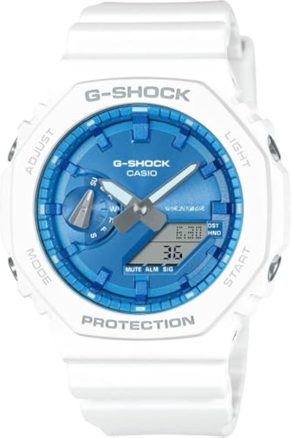 Relógio Feminino G-Shock Analógico Digital de Resina, Branco/Azul, Tamanho Único, Clássico