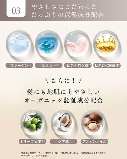 [ 香るサラツヤ美髪 ] オルナ オーガニック シャンプー トリートメント セット 無添加 ヘアケア ギフトセット まとまり ダメージケア 保湿成分 日本製 (スムースタイプ/各500ml/植物アロマの香り)