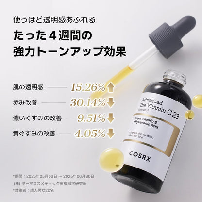 [ニオイZERO/リニューアル] COSRX ビタミンC23美容液2世代 20g 高濃度 NEW 生ビタミンC 毛穴 ツヤ シワ ピュアビタミン ナイアシンアミド ビタミンE ヒアルロン酸 ハリ セラム 美容液 ローション 純粋ビタミンC 敏感肌 人体適用テスト済み コスアールエックス エッセンス ス