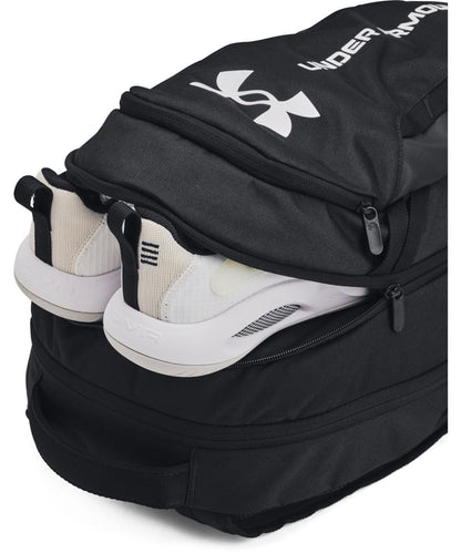 [Under Armour] Mochila UA Hustle 6.0 Preto/Preto/Branco TAMANHO ÚNICO