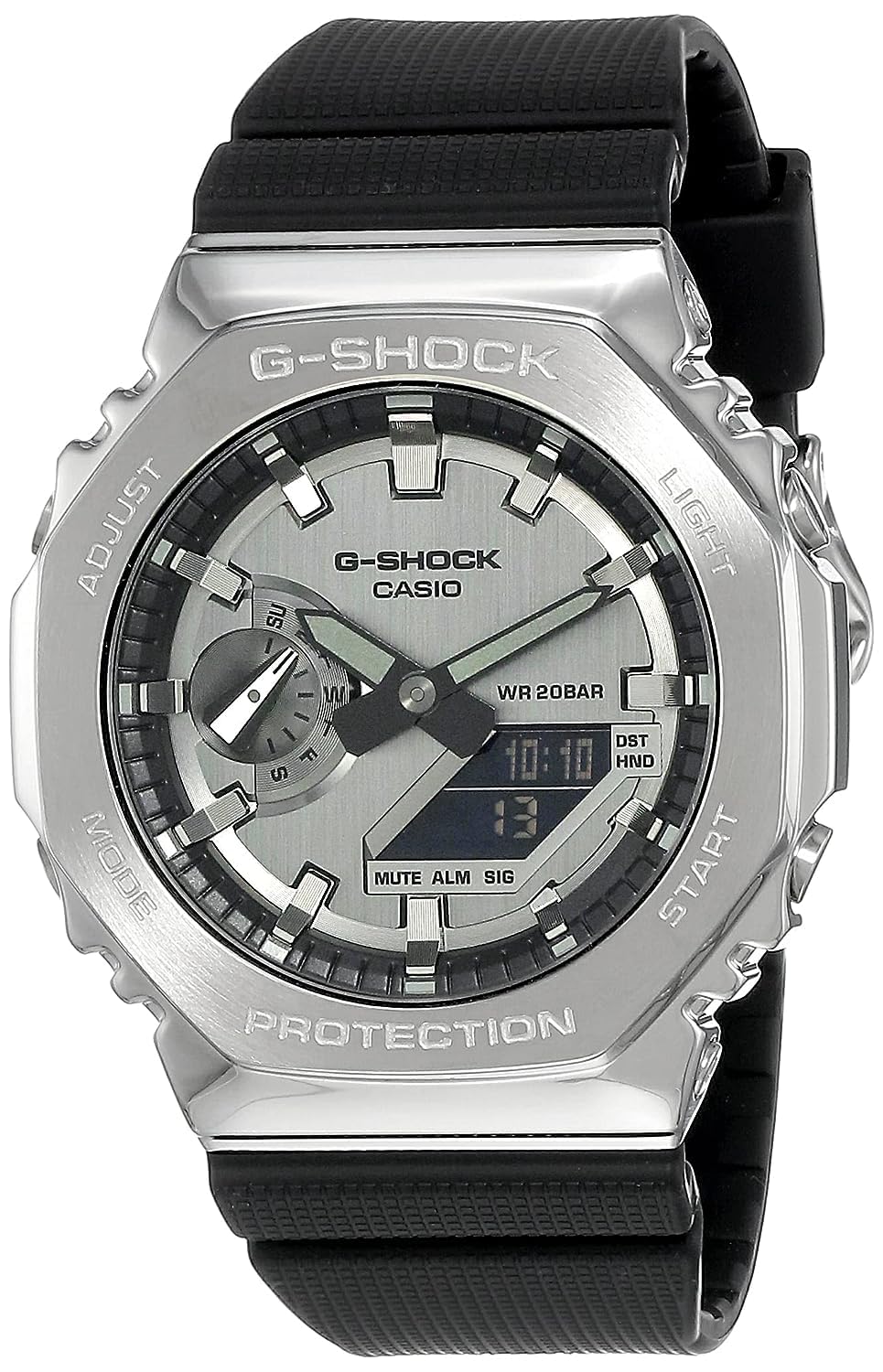 カシオ G-Shock アナログ デジタル ワールドタイムウォッチ, ブラック/シルバー, Standart, ハンガー。