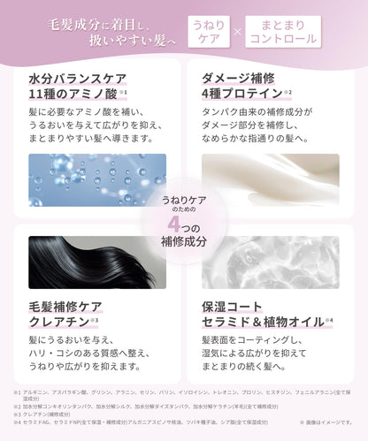 Kaminii Frizz Control Shampoo and Hair Treatment Set for Wavy and Frizzy Hair, for Glossy Hair, 420ml Each, Set of 2 Bottles, Floral Bouquet Scent