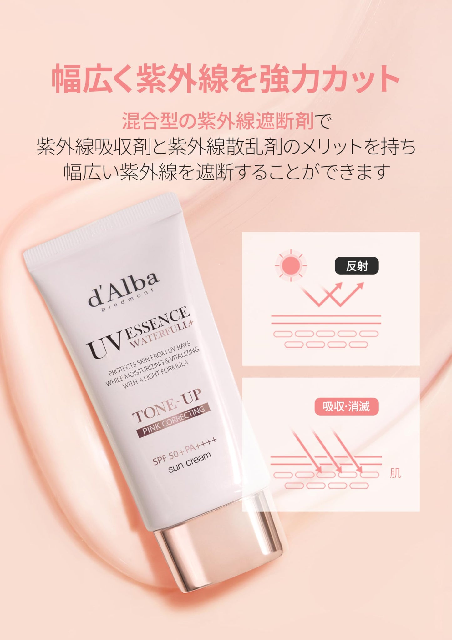 [d'Alba公式] ピンク(Pink) トーンアップサンクリーム (50ml) ダルバ 化粧下地 崩れにくい テカリにくい 日焼け止め ベースメイク カバーアップ