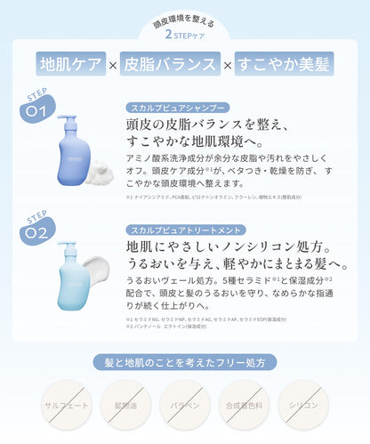 Kaminii カミニー スカルプピュア シャンプー ヘアトリートメント セット スカルプケア 頭皮ケア 軽やか ノンシリコン 各420ml 2本セット ボトル ホワイトフローラルの香り