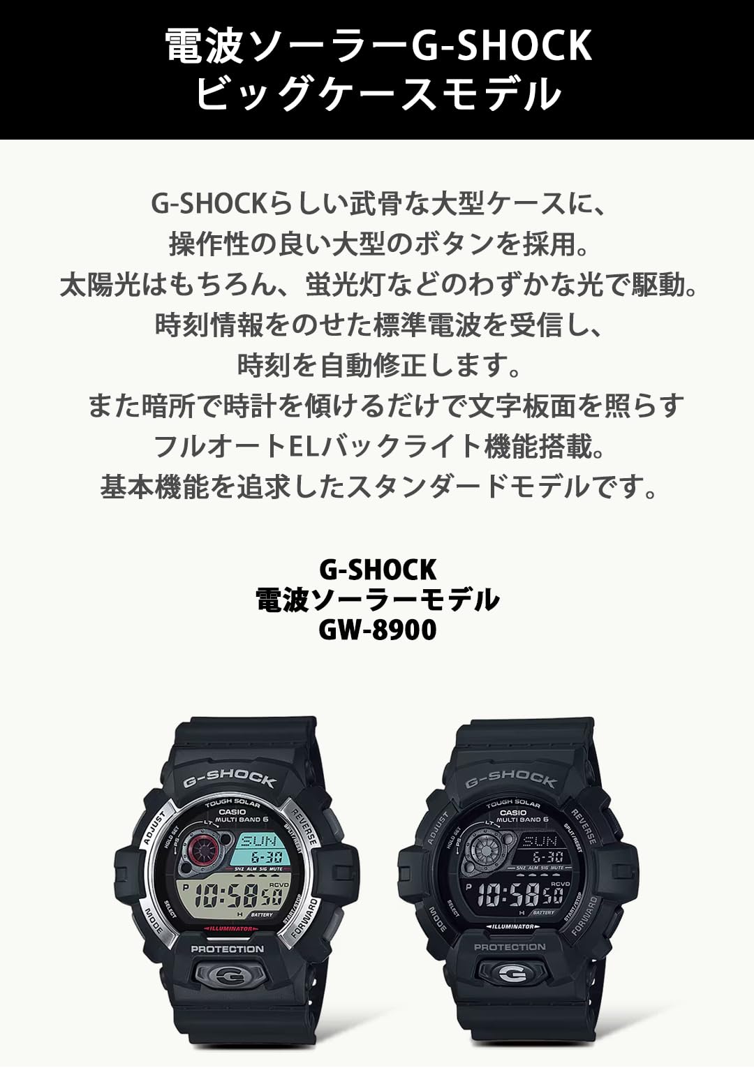 [Casio] Relógio G-Shock [Doméstico] Onda Solar GW-8900-1JF Masculino Preto
