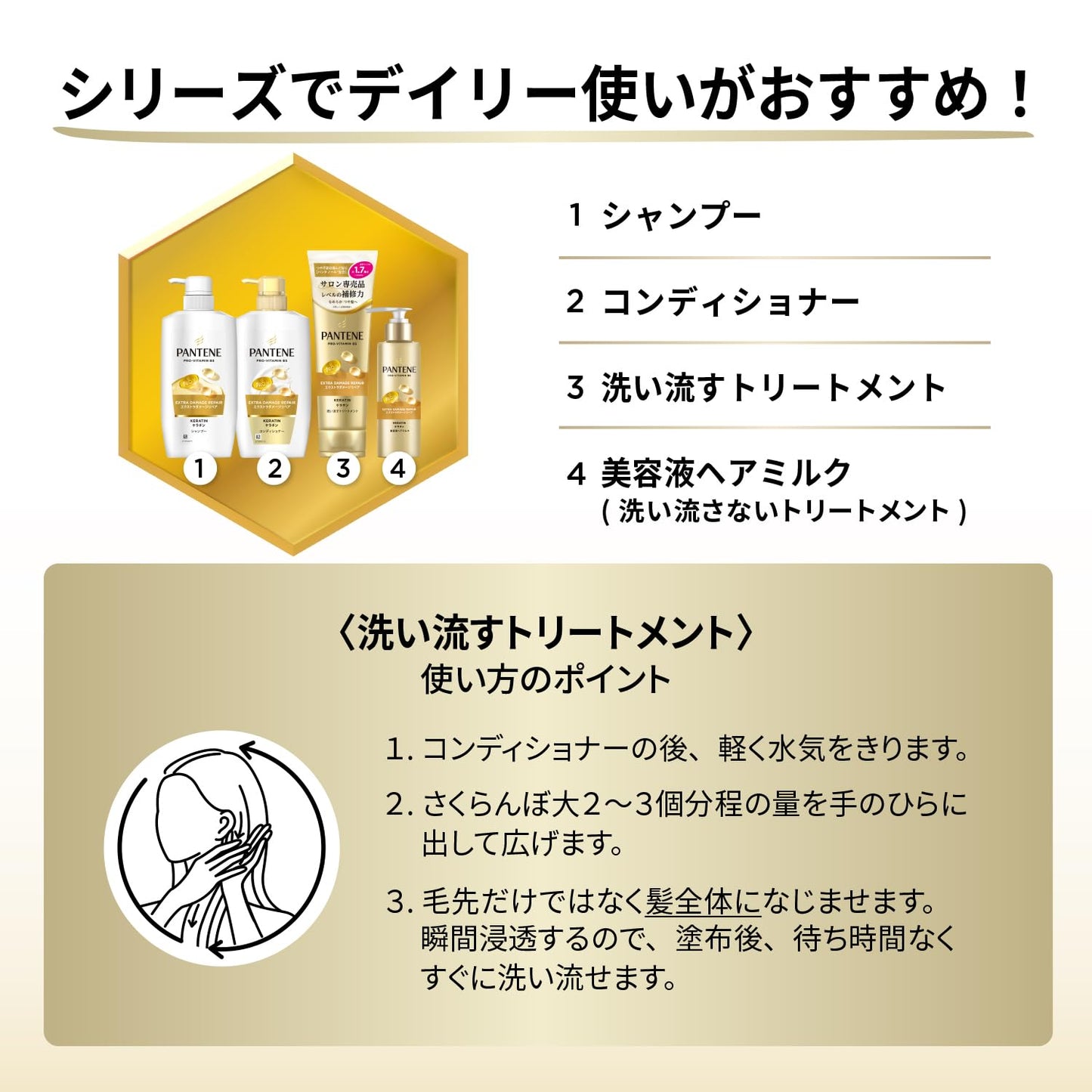 パンテーン 洗い流すトリートメント 300g [1.7 個分] 特大サイズ エクストラダメージリペア