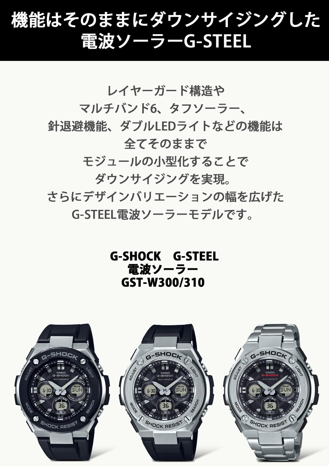 [Casio] Relógio G-Shock [Doméstico Genuíno] G-STEEL Radio Solar GST-W310-7AJF Masculino Branco