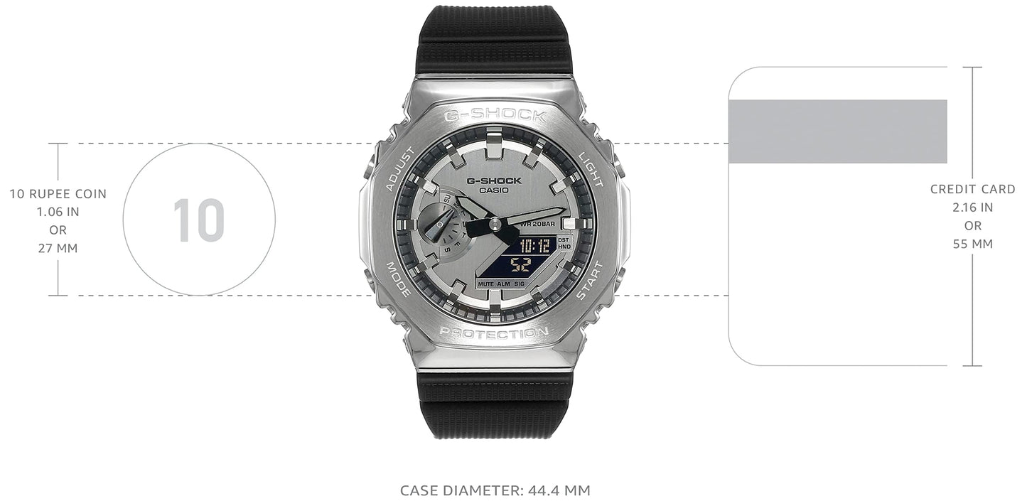 カシオ G-Shock アナログ デジタル ワールドタイムウォッチ, ブラック/シルバー, Standart, ハンガー。
