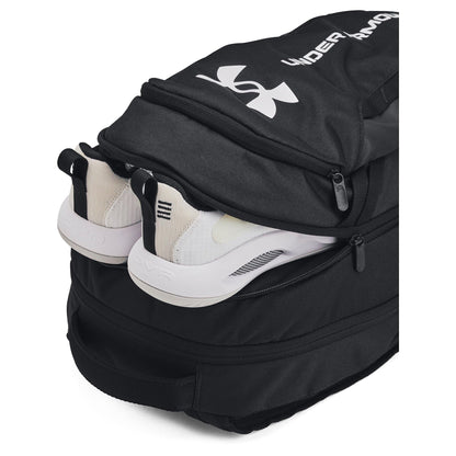 [Under Armour] Mochila UA Hustle 6.0 Preto/Preto/Branco TAMANHO ÚNICO