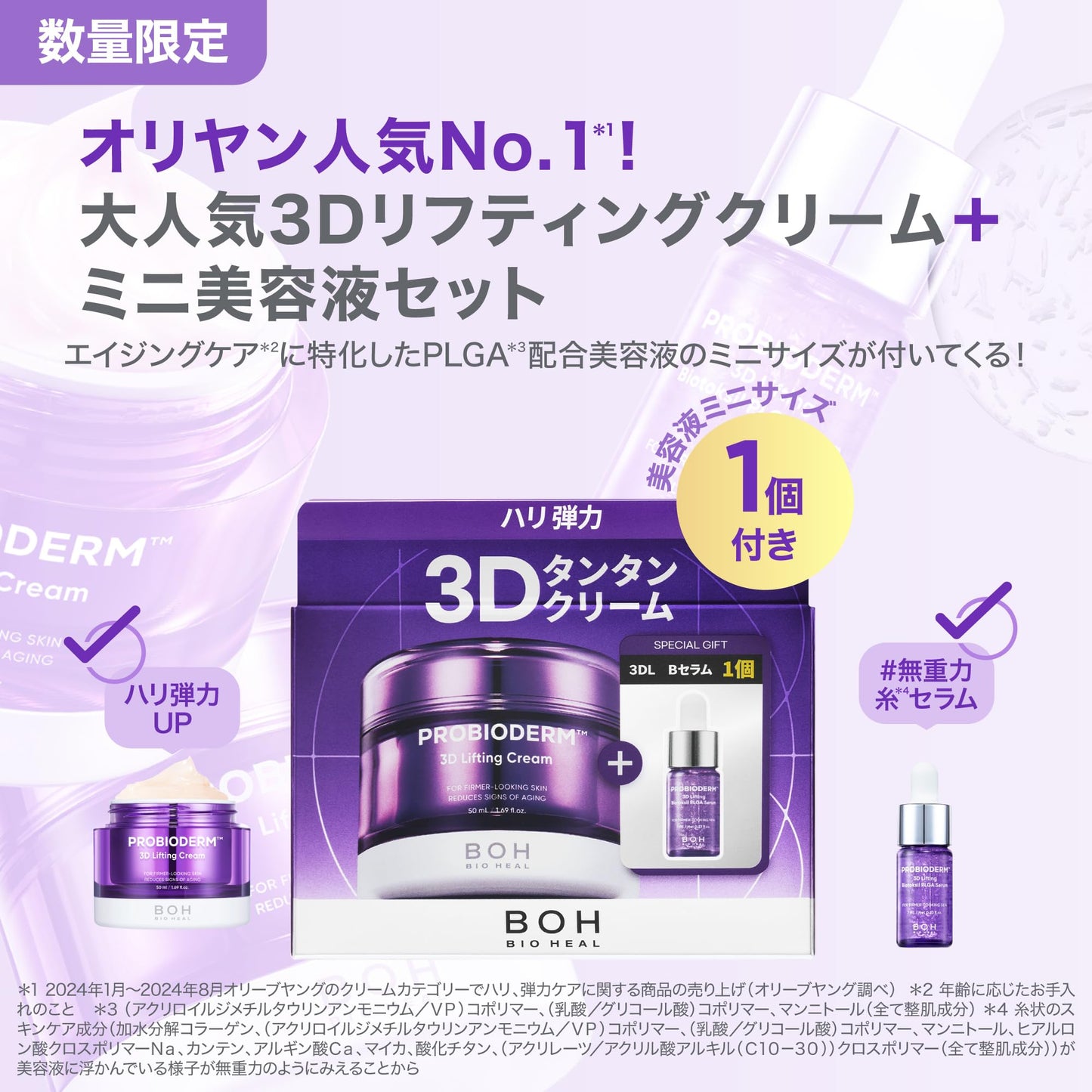 バイオヒールボ(BOH) プロバイオダーム 3Dリフティングクリーム+バイオトクシルPLGAミニセラム セット ハリ 弾力ケア 美容液 エイジング 保湿 乾燥肌向け 限定スキンケアセット